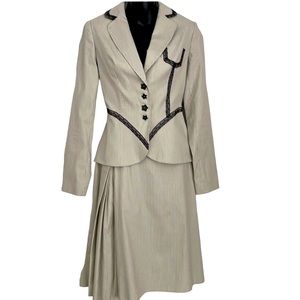 CARA LOTTI vintage jacket and skirt - black and cream, size S, VGC